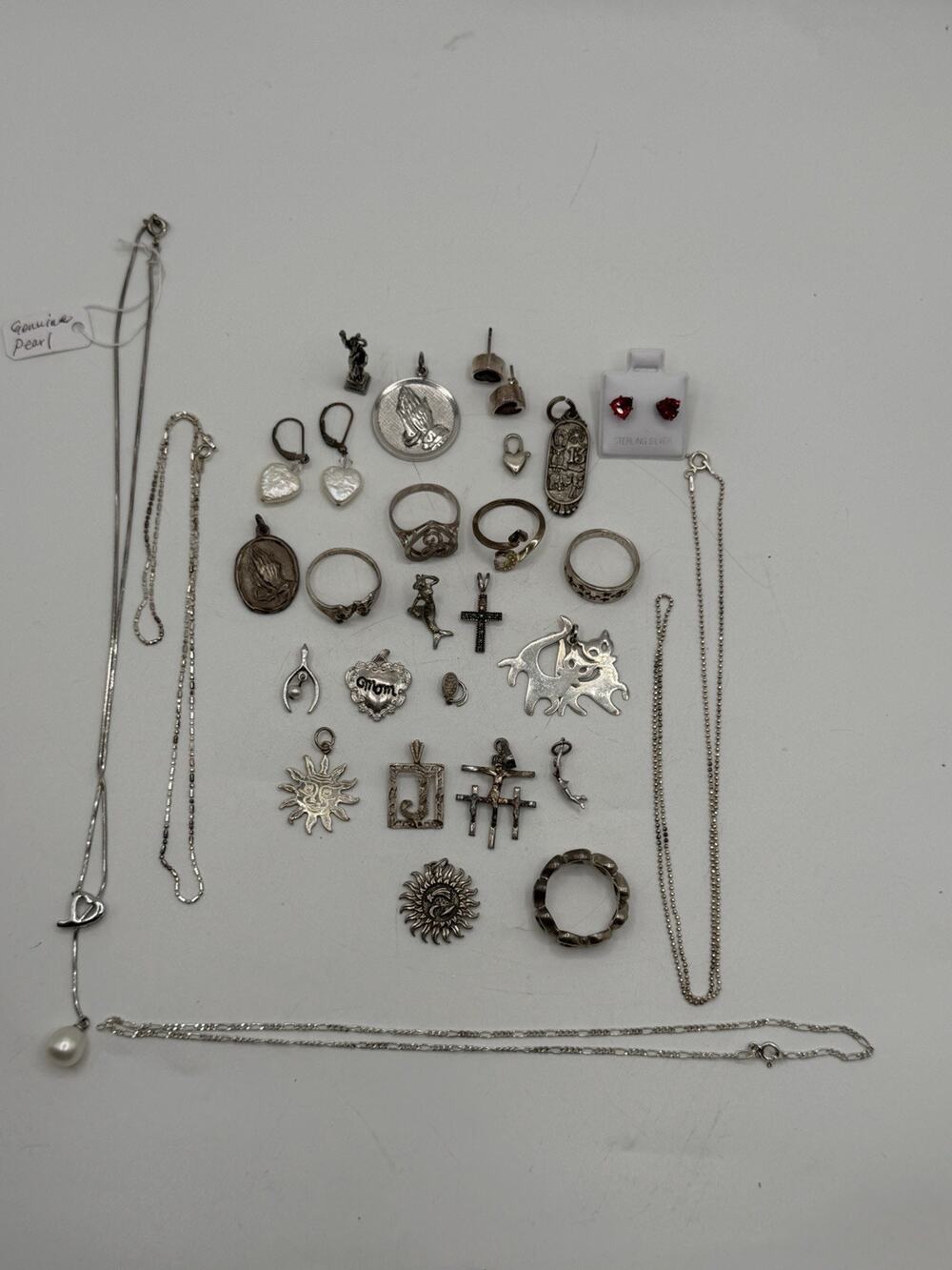 79g Sterling Silver 925 Jewelry Lot Rings Necklaces Pendants Charms Scrap Wear